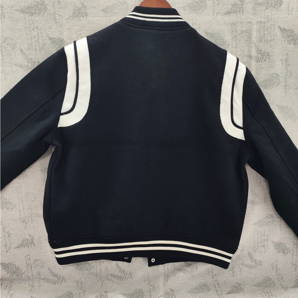 Saint Laurent Black and White Contrast Varsity Bomber Jacket - Picture 7 of 8